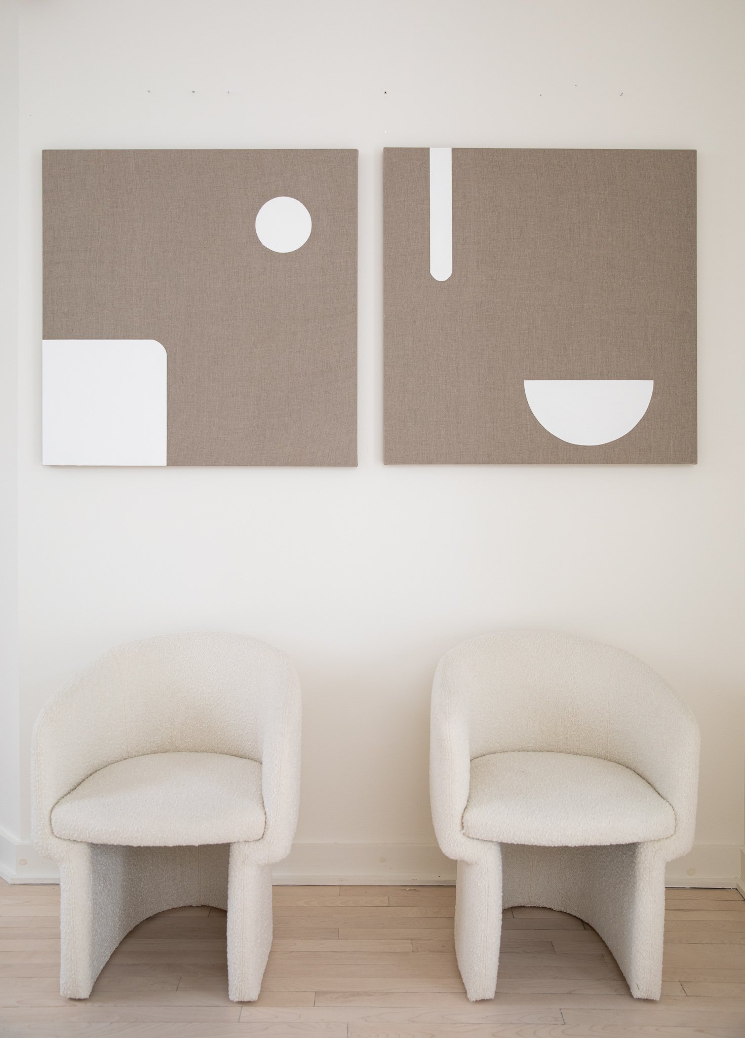 diptych squares acrylic on raw linen